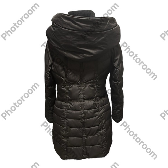 Large Hooded Long Warm Winter Coat | Kensie | Woman’s Medium | Black & Gold - Picture 3 of 8